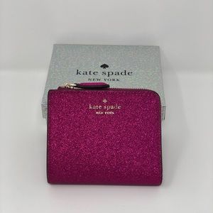 Kate Spade Lola Glitter Bifold L-Zip Wallet with Box